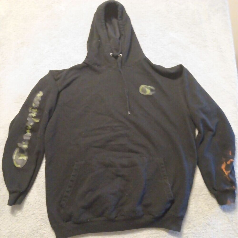Carhartt Hoodie Sweatshirt Black XL Tall Mens Black Camo Logo Pullover
